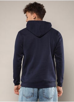 Campus Sutra Men's Navy Blue Love Football Hoodie With Kangaroo Pocket  - Image 5