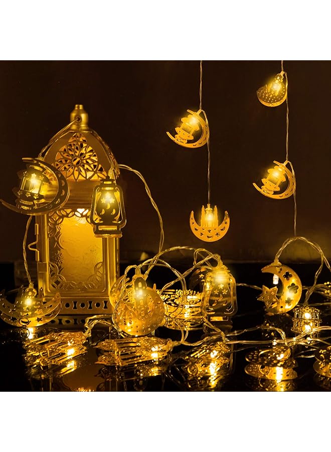 erorex Ramadan Eid String Light 9.8Ft 20Leds Eid Moon Star Kerosene Lantern Lamp Mubarak Islam Decorative Indoor Lantern Lights String With 2 Flash Modes For Muslim Islamic Home Garden Patio Decor Supplies - Image 1