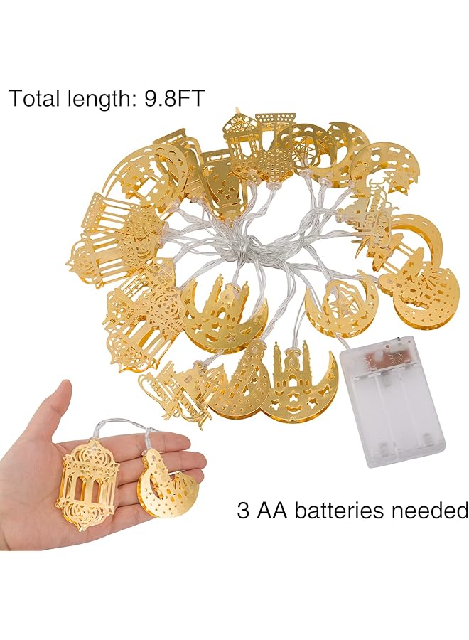 erorex Ramadan Eid String Light 9.8Ft 20Leds Eid Moon Star Kerosene Lantern Lamp Mubarak Islam Decorative Indoor Lantern Lights String With 2 Flash Modes For Muslim Islamic Home Garden Patio Decor Supplies - Image 3