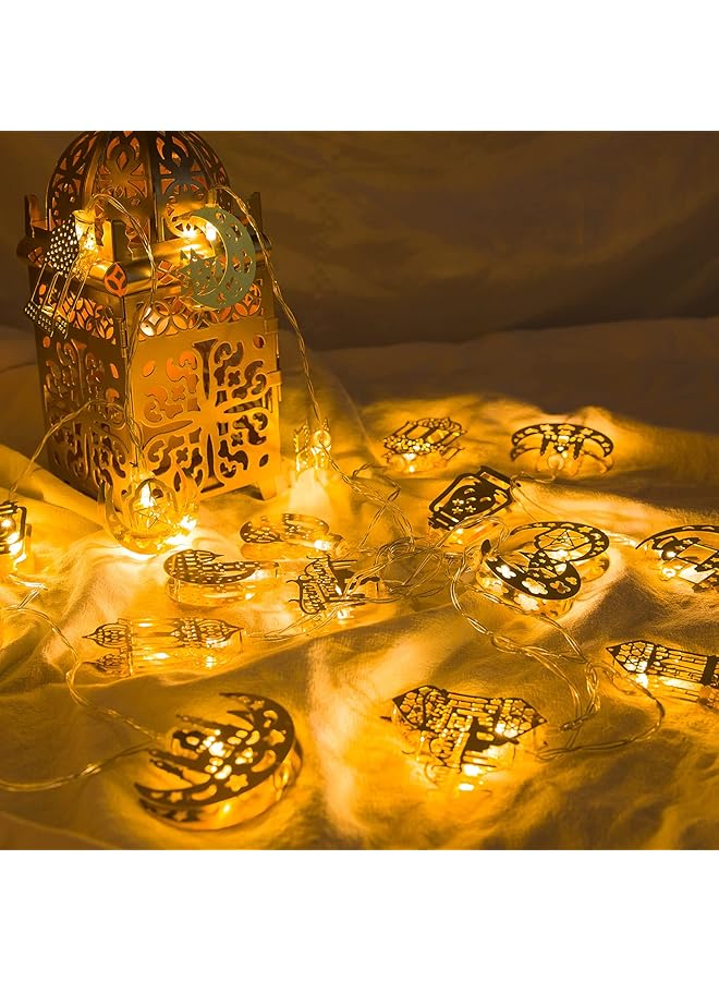 erorex Ramadan Eid String Light 9.8Ft 20Leds Eid Moon Star Kerosene Lantern Lamp Mubarak Islam Decorative Indoor Lantern Lights String With 2 Flash Modes For Muslim Islamic Home Garden Patio Decor Supplies - Image 2