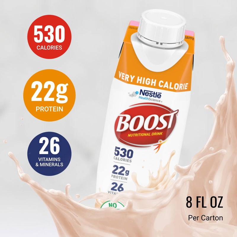 Boost Very High Calorie Strawberry Nutritional Drink - 22g Protein, 530 Nutrient Rich Calories, 8 Fl Oz (Pack of 24) - Image 4