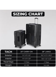 TACH TACH Connectable Luggage, 2pc Set, Hard Shell, Large + Carry-on, TSA Approved Locks, Black  - Image 5