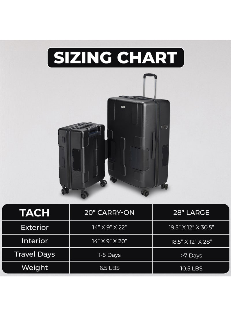 TACH - TACH Connectable Luggage, 2pc Set, Hard Shell, Large + Carry-on, TSA Approved Locks, Black - Image 1