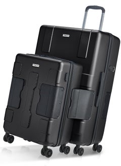 TACH TACH Connectable Luggage, 2pc Set, Hard Shell, Large + Carry-on, TSA Approved Locks, Black  - Image 1