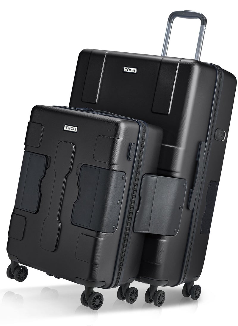 TACH - TACH Connectable Luggage, 2pc Set, Hard Shell, Large + Carry-on, TSA Approved Locks, Black - Image 1