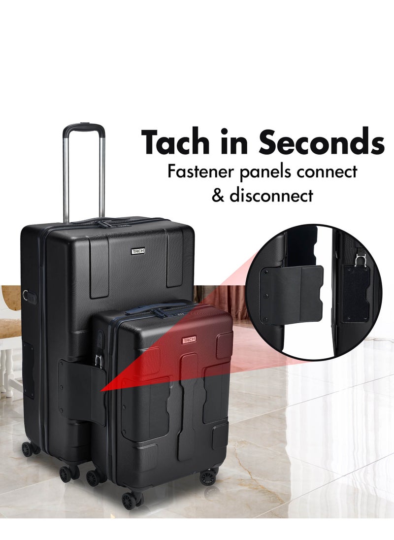 TACH - TACH Connectable Luggage, 2pc Set, Hard Shell, Large + Carry-on, TSA Approved Locks, Black - Image 1