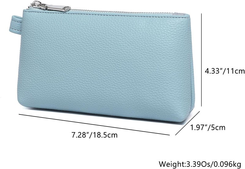 YONBEN PU Leather Makeup Simple and Convenient Handbag Small Exquisite Storage Bag, PU/Phthalocyanine Blue, Simple - Image 2