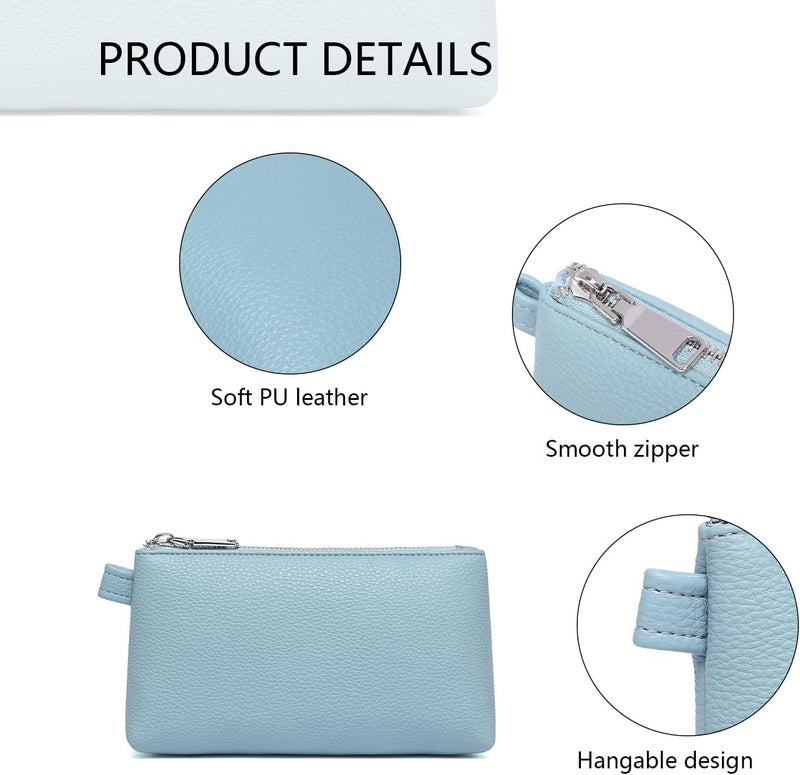 YONBEN PU Leather Makeup Simple and Convenient Handbag Small Exquisite Storage Bag, PU/Phthalocyanine Blue, Simple - Image 4