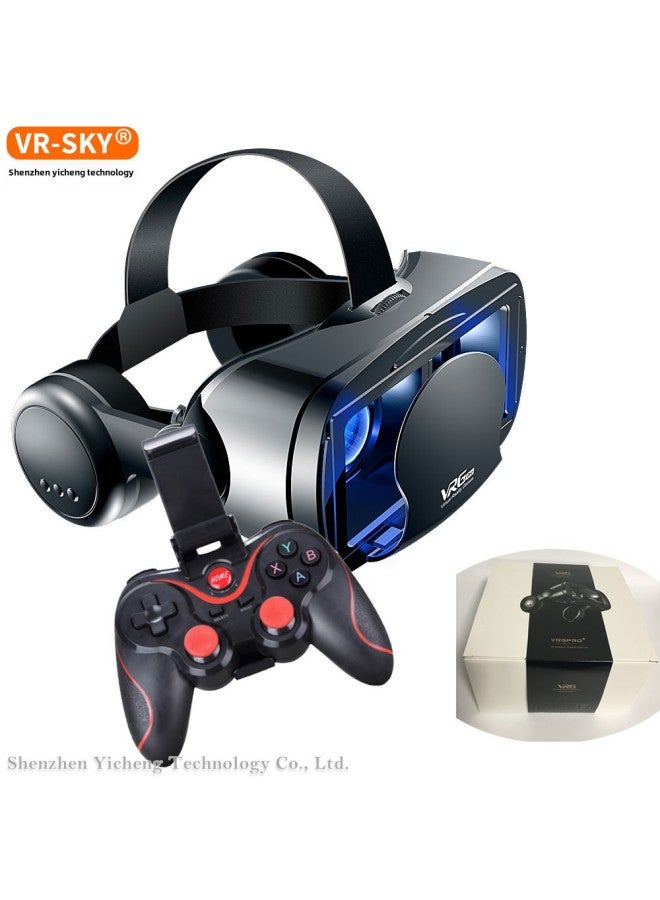 Blue Light Protection VR Glasses VRGPro Large Earphone Mobile Phone Virtual Reality Helmet 3D VR Eye Protection Headset-Color:Big Headset Blu-ray Edition (English) Gamepad X3  - Image 1