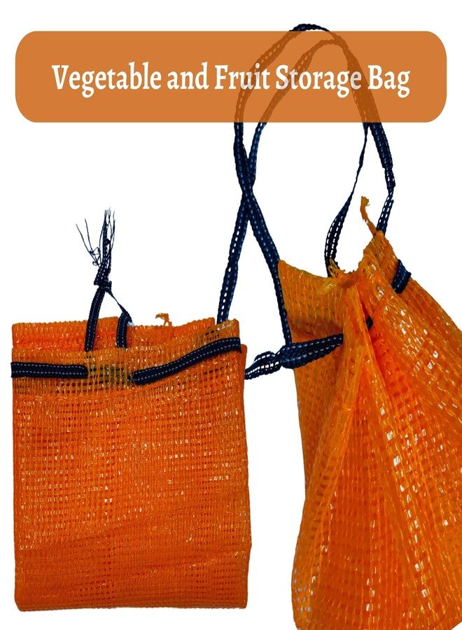 SINGHAL Mesh Onion Produce Bags with Drawstring | 20 Inch x 31.50 Inch Bags | Reusable Breathable Leno PP Fabric | Orange Color| Great for Packaging Produce, Vegetables and Fruit | Combo Pack of 10 - Image 4