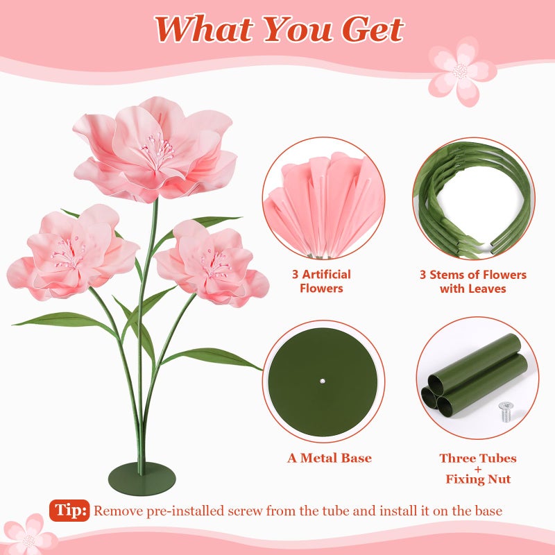 Hecaty Giant Artificial Flowers for Decoration, 5.6 Ft Waterproof EVA Large Fake Flowers for Wedding Floral Garden Birthday Party Baby Shower Decor Shop Window Display Photography Props, Light Pink - Image 3