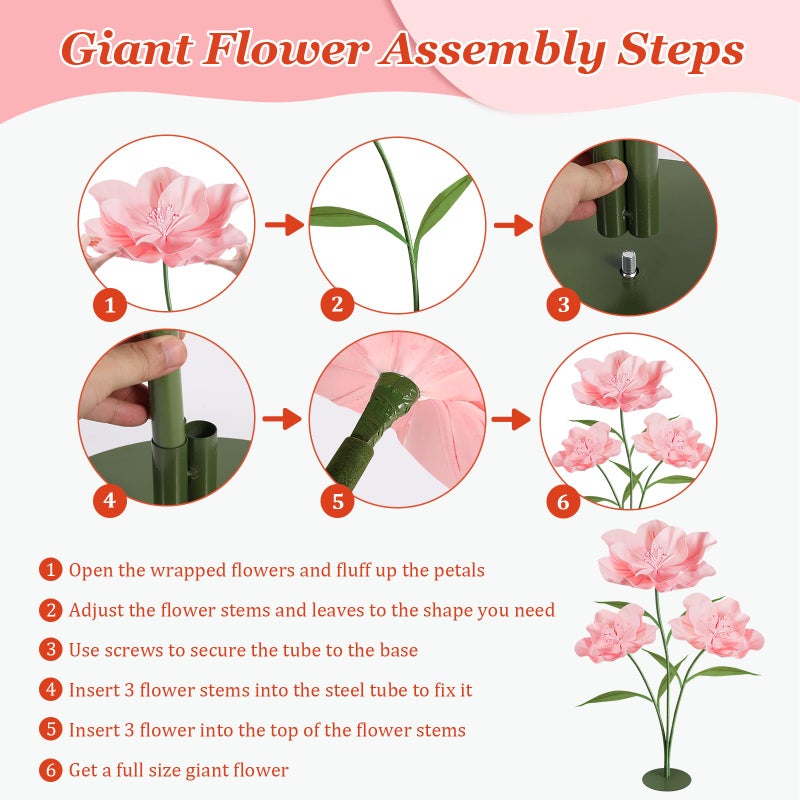 Hecaty Giant Artificial Flowers for Decoration, 5.6 Ft Waterproof EVA Large Fake Flowers for Wedding Floral Garden Birthday Party Baby Shower Decor Shop Window Display Photography Props, Light Pink - Image 4