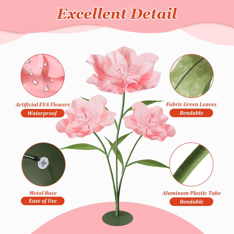 Hecaty Giant Artificial Flowers for Decoration, 5.6 Ft Waterproof EVA Large Fake Flowers for Wedding Floral Garden Birthday Party Baby Shower Decor Shop Window Display Photography Props, Light Pink - Image 2