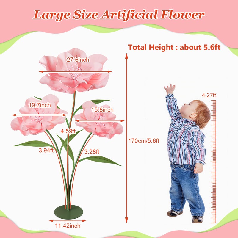 Hecaty Giant Artificial Flowers for Decoration, 5.6 Ft Waterproof EVA Large Fake Flowers for Wedding Floral Garden Birthday Party Baby Shower Decor Shop Window Display Photography Props, Light Pink - Image 5