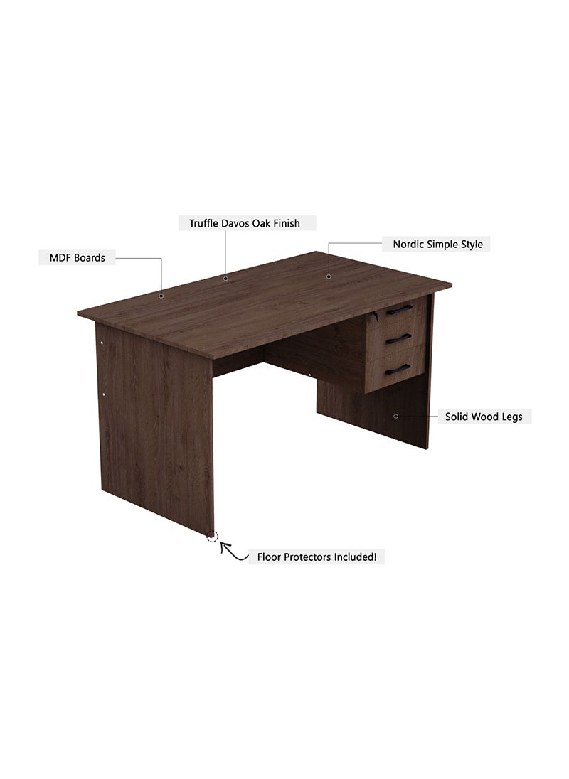 Mahmayi Solama MP1-1260 Writing Table with Hanging Drawers - Brown