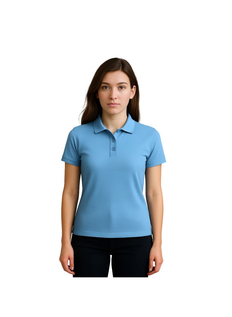 PRINTSHOP4ME Interlock Women's Regular-Fit Polo T-shirt Pure Cotton Short Sleeve 220 GSM Basic Colors - Image 1