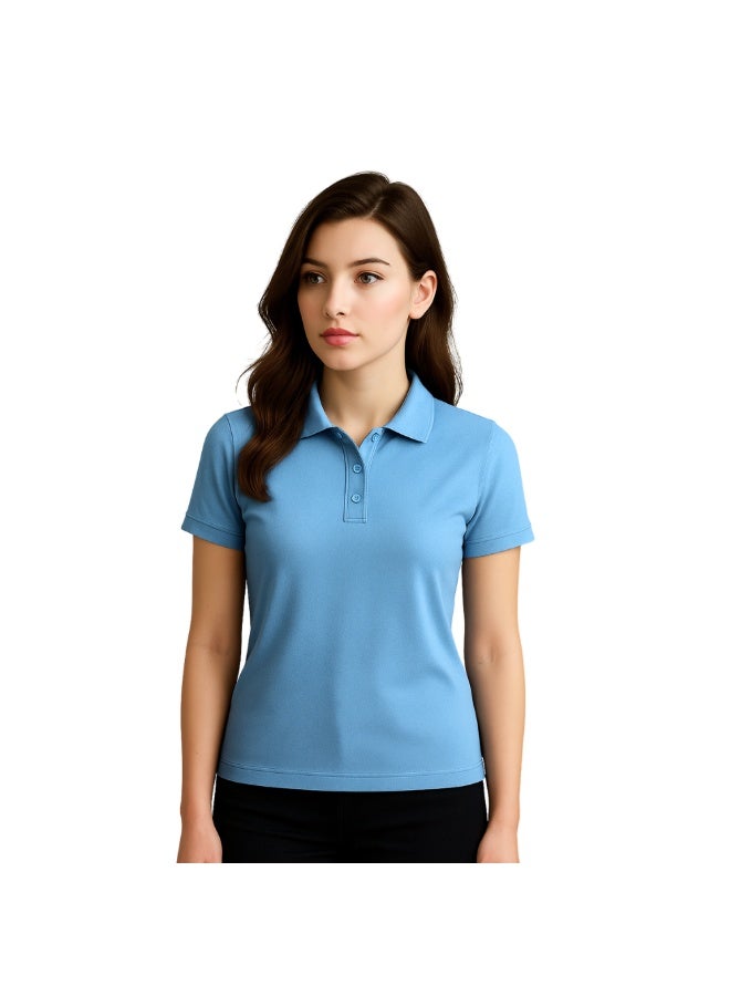 PRINTSHOP4ME Interlock Women's Regular-Fit Polo T-shirt Pure Cotton Short Sleeve 220 GSM Basic Colors - Image 2