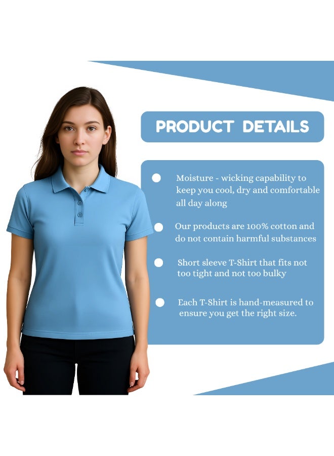 PRINTSHOP4ME Interlock Women's Regular-Fit Polo T-shirt Pure Cotton Short Sleeve 220 GSM Basic Colors - Image 3