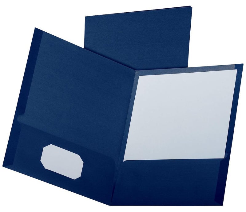 Pendaflex Oxford Linen Finish Two-Pocket Folders, Navy, Letter Size, 25 per box (53443)