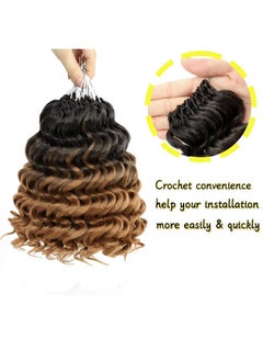 LOSMOEER Ocean Wave Crochet Hair 8 Inch, 8 Packs Deep Wave Crochet Hair For Women, Short Curly Crochet Braids Pre Looped Beach Curl Hair Extensions (Ot4/30#)  - Image 3