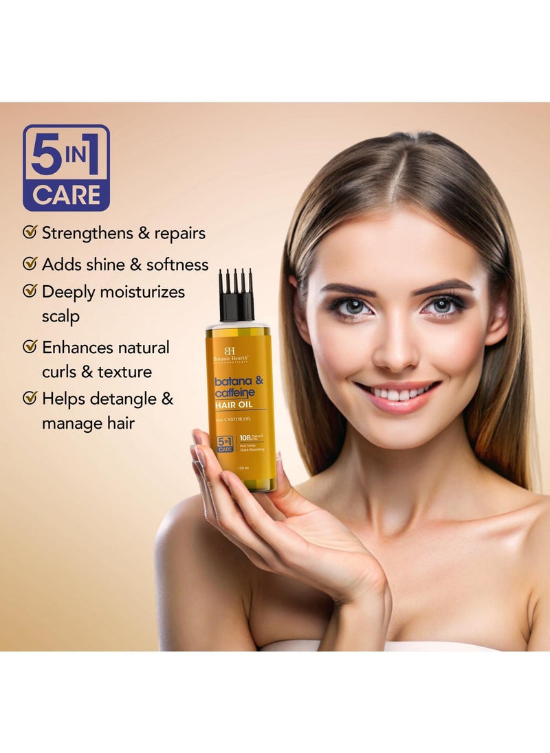 Botanic Hearth - Botanic Hearth Batana Caffeine Hair Oil with Almond – 150ml – Nourishing & Strengthening Hair Treatment, Promotes Healthy Hair Growth, Enhances Shine & Moisture - Image 1