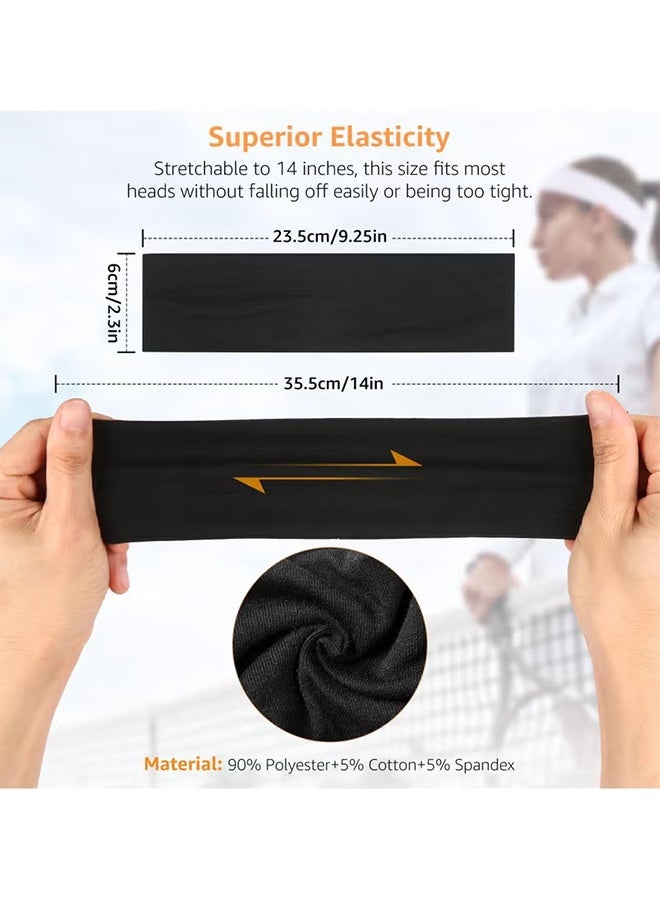 JS 8 PCS Non Slip Fashion Sports Hair Bands, Soft Cotton Fabric Stretch Headbands for Man Women for Exercise, Yoga and Running - Image 2