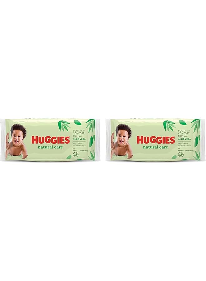 HUGGIES Natural Baby Wipes Aloe Vera Wipes 2 Pack X 56 Wipes - Image 1