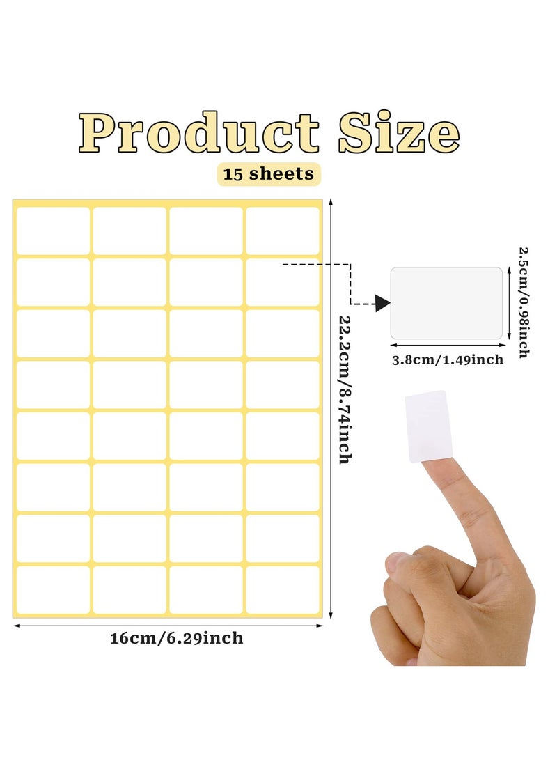 480 Matte White Removable Labels, 2.5x3.9 cm Blank Price Tags for Jars, Boxes, Files, Perfect for School, Office and Kitchen, Compatible with Laser and Inkjet Printers - Image 3
