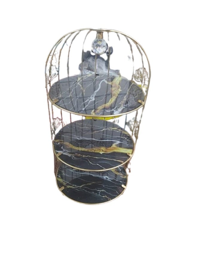 إيباسكت حاملة جميلة ومختلفة 3دور على شكل عش عصفورة للحلويات أو الفاكهة أو الشوكولاتة والكيك ايضا تضيف لمسة من الجمال إلى لطريقة التقديم بلون الجولد الجذاب - Image 2