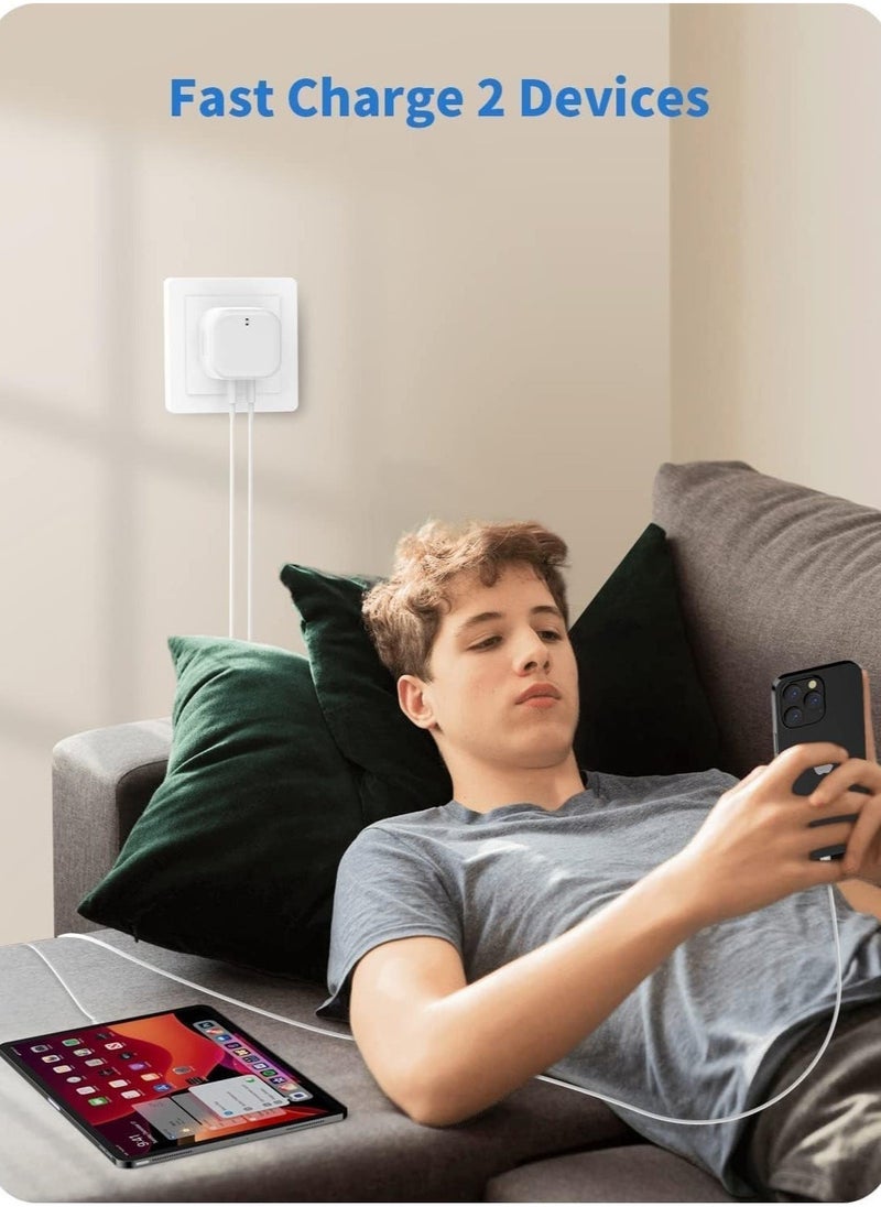 JAJEEK - "NEW MFi Certified iPhone Fast Charger – Dual 20W PD USB-C Adapter with USB-C to Lightning & USB-C to USB-C Cables (2M), Compatible with iPhone 14/13/12/11/X/8, iPad & AirPods" - Image 1
