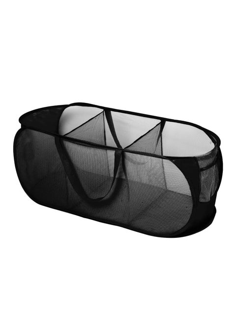 Pop Up Laundry Mesh Hamper Basket Storage Solution Compact Bin Mesh Collapsible Bag Laundry Hamper Collapsible Laundry Basket Black Triple Compartment.