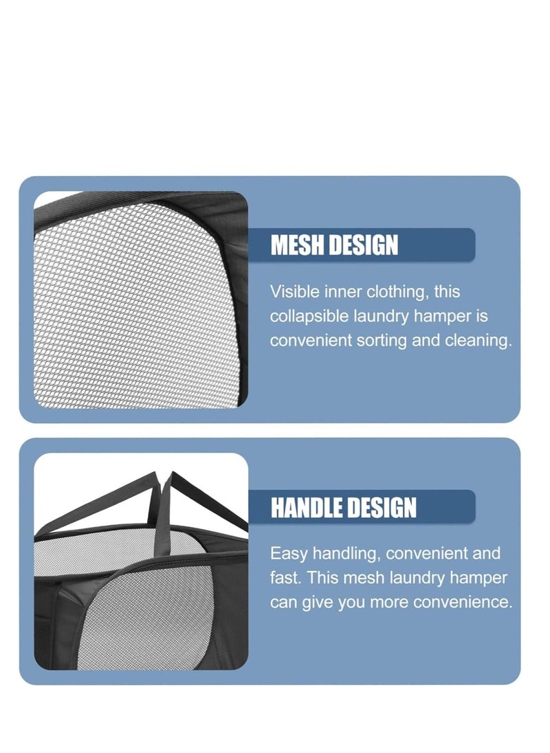 TYCOM Pop Up Laundry Mesh Hamper Basket Storage Solution Compact Bin Mesh Collapsible Bag Laundry Hamper Collapsible Laundry Basket Black Triple Compartment.  - Image 5