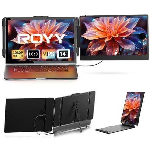 Royy Laptop Screen Extender - 14" FHD 1080P IPS Portable Computer Monitor for Laptops, Dual Screen Travel Monitor for Laptops 13-17" with USB-C/HDMI Port, Plug & Play for Windows/Mac/Android/Switch/PS - Image 1