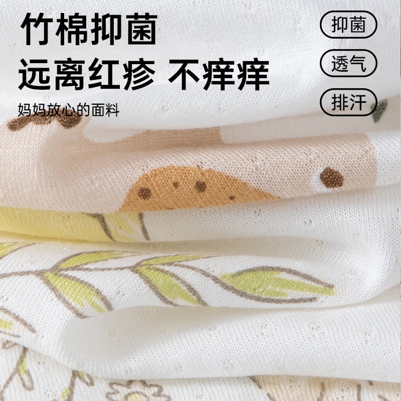 Baby Pajamas Summer Thin Split Suit Bamboo Fiber Women'S Air Conditioning Clothes Children'S Summer Short-Sleeved Summer Clothes - Image 4