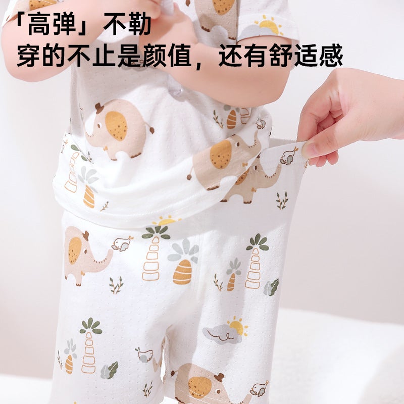 Baby Pajamas Summer Thin Split Suit Bamboo Fiber Women'S Air Conditioning Clothes Children'S Summer Short-Sleeved Summer Clothes - Image 3
