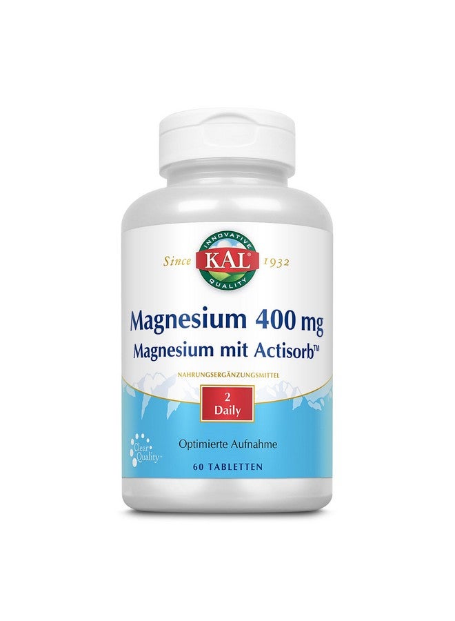 KAL 400 Mg Magnesium Tablets, Actisorb, 60 Count - Image 1