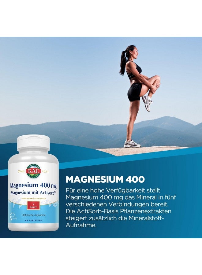 KAL 400 Mg Magnesium Tablets, Actisorb, 60 Count - Image 2