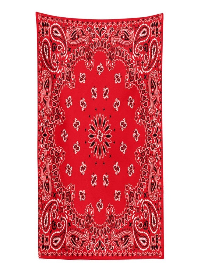 Mugod Western Paisley Tablecloth Bandana Seamless Pattern with Red and White Ornaments Decorative Dining Room Kitchen Rectangular Table Cover 60 X 84 Inches - Image 3