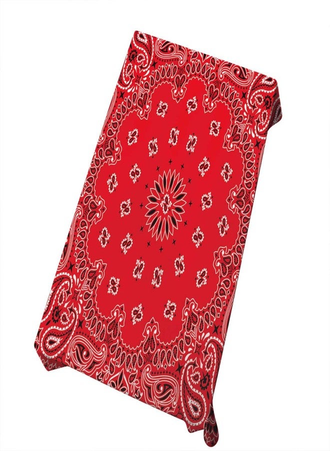 Mugod Western Paisley Tablecloth Bandana Seamless Pattern with Red and White Ornaments Decorative Dining Room Kitchen Rectangular Table Cover 60 X 84 Inches - Image 1