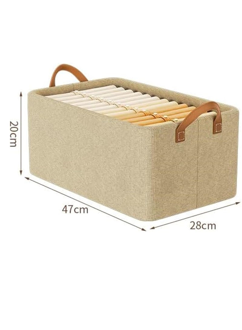 Beauenty 2PCS Foldable Closet Storage Box, Storage Bins Organizer with Handle,Closet Storage Bins with Handles, Closet Shelf Organizer and Storage, Cloth Storage Bins for Organizing (Beige) - Image 2
