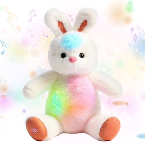 Cuteoy Musical Plush Bunny Stuffed Animal Glowing LED Lightup Nightlight Toys Singing Lullabies Birthday Christmas Plushies Rabbit Gifts for Kids Boys Girls13 - Image 1