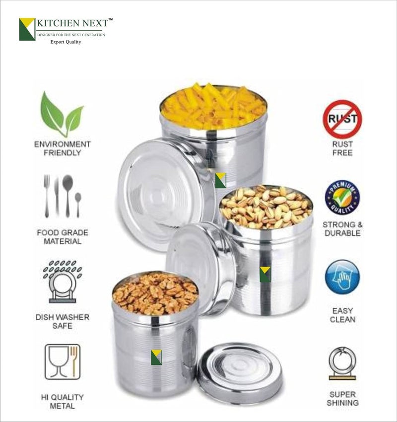 KITCHEN NEXT Stainless Steel dibba Kitchen Container Set 175kg 2pcs and 2kg 2 pcs Total 4pcs Set Food Grade Dabba - Image 4