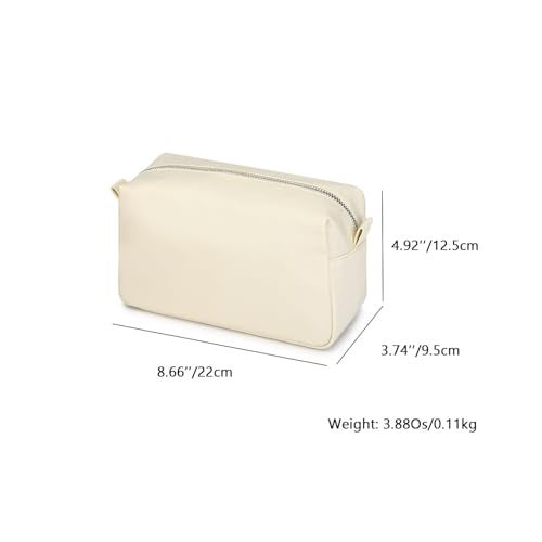 YONBEN Organizer Bag Lightweight Cosmetic Bag with Ring Clasp Perfect Travel Makeup Bag for Women nylon Stand Up Design Creamy WhiteNylon - Image 3