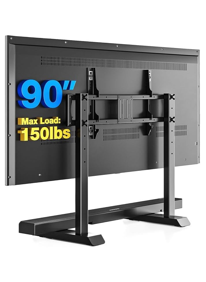 Rfiver Upgraded Universal Tabletop TV Stand – Steel TV Legs for 55–90 Inch Flat or Curved Screens, Height Adjustable – Max Load 150 lbs, Max VESA 800x400mm – Black - Image 1