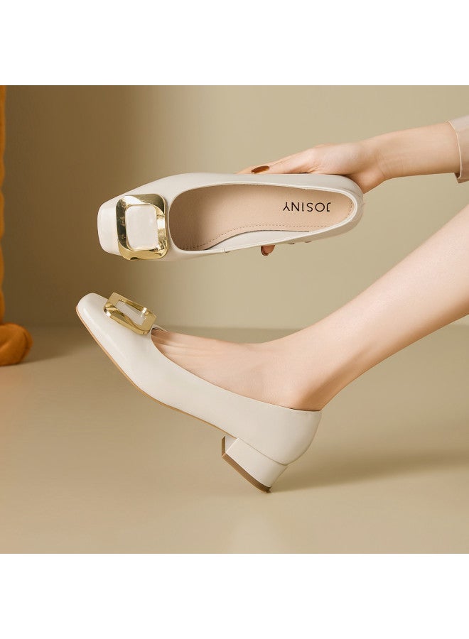 Josiny Square-toe Slip-on Loafers Women Spring 2026 New Versatile Square Buckle With Skirts Slip-on Chunky Heel Women's Shoes - Image 4