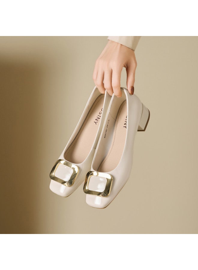 Josiny Square-toe Slip-on Loafers Women Spring 2026 New Versatile Square Buckle With Skirts Slip-on Chunky Heel Women's Shoes - Image 3
