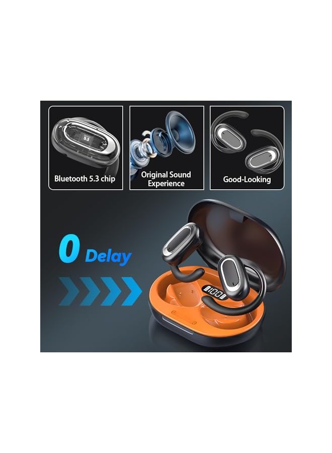 OneNine Wireless Earbuds 3D Surround Sound Open Ows Bluetooth Headphones With Microphone Earhooks Waterproof Over Ear Earphones Led Power Display Headset For Workout Running Travel - Image 4