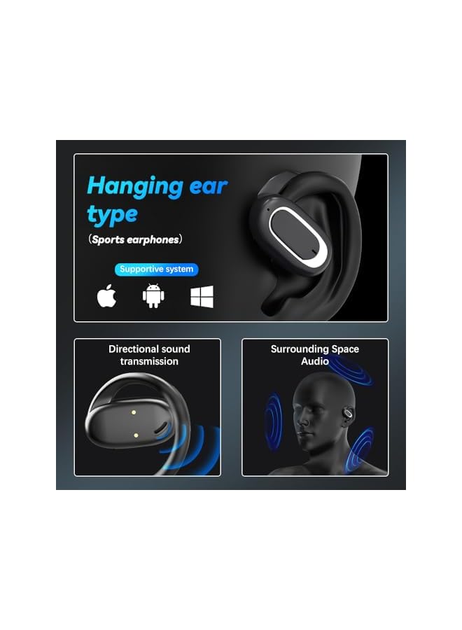 OneNine Wireless Earbuds 3D Surround Sound Open Ows Bluetooth Headphones With Microphone Earhooks Waterproof Over Ear Earphones Led Power Display Headset For Workout Running Travel - Image 2