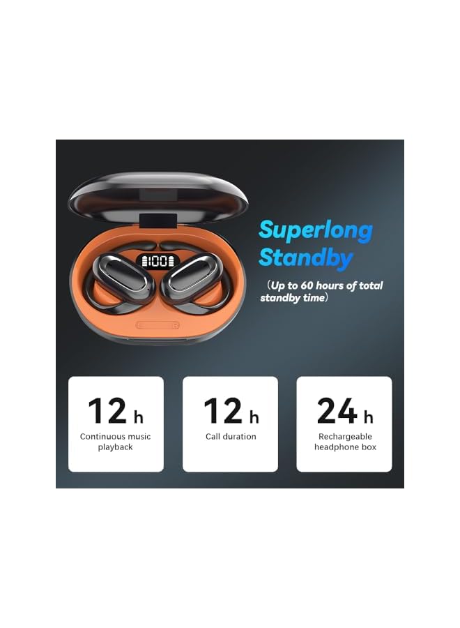 OneNine Wireless Earbuds 3D Surround Sound Open Ows Bluetooth Headphones With Microphone Earhooks Waterproof Over Ear Earphones Led Power Display Headset For Workout Running Travel - Image 3
