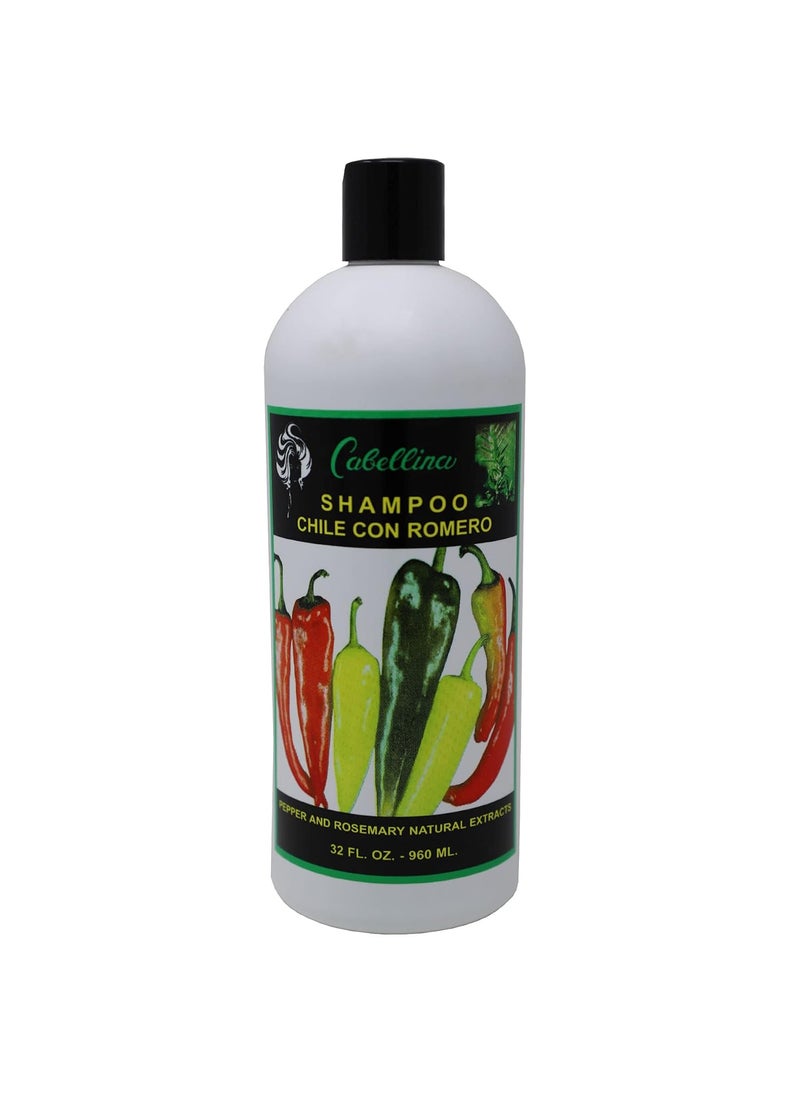 Cabellina - Chile con Romero Shampoo, Cleans and Refresh, 32 FL OZ, Bottle,Green - Image 1